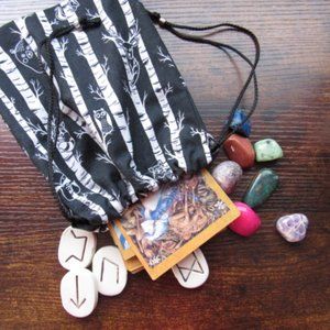 Glow in the Dark Forest Tarot Gemstone Rune Pouch Bag
